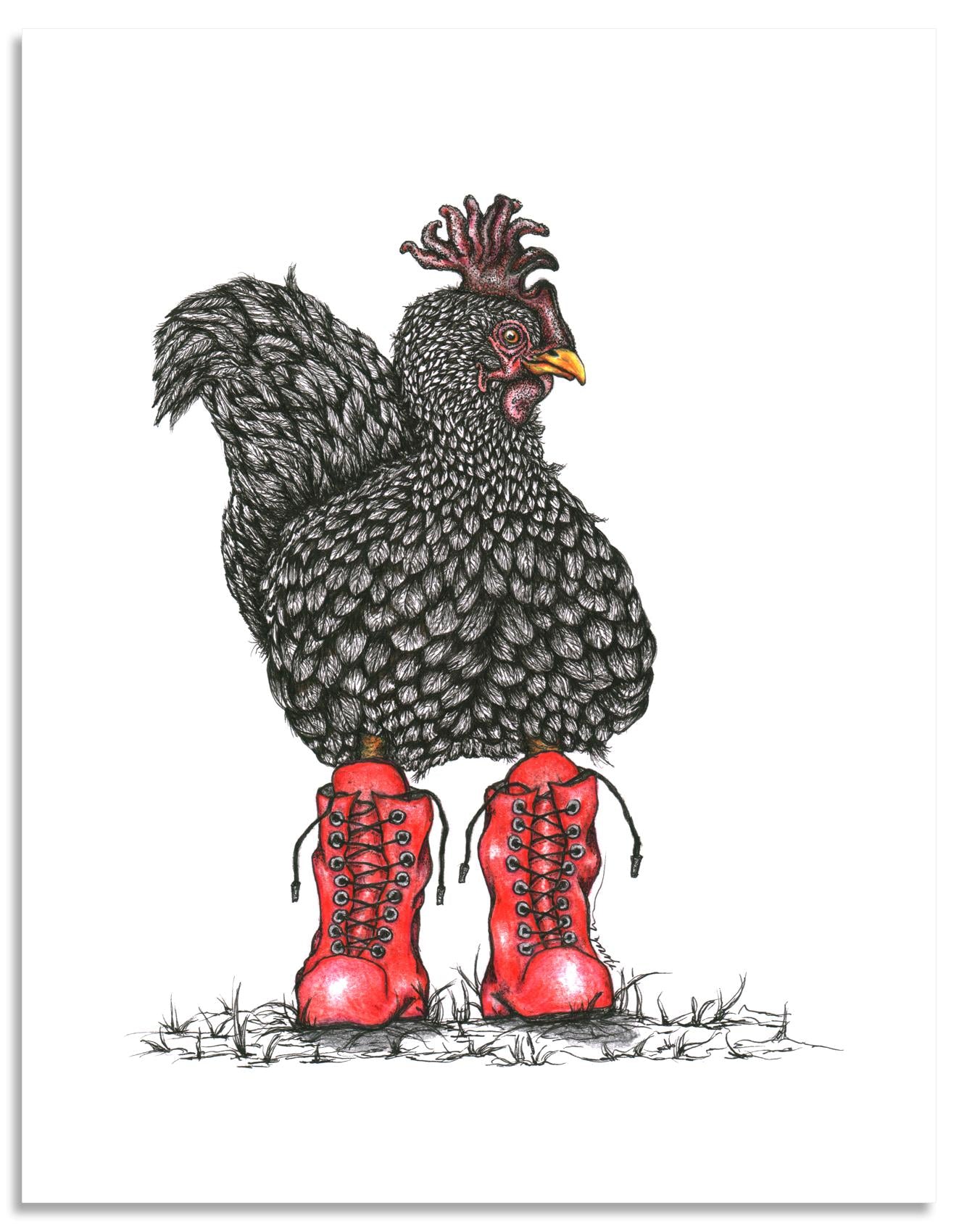 'Chick In Boots' Print